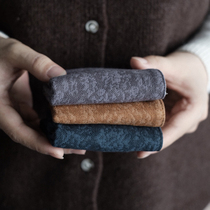 (Mi Shengji) slow Blue) cotton jacquard tea towel absorbent cotton linen fabric zero with thickened tea set
