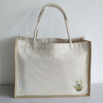 Jute shopping bag linen bag hipster bag vintage canvas custom logo cloth bag cotton linen shopping bag