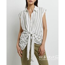 UK 04 11 Piner 2022 Summer womens dress Neckline Tie Striped 100 Lap Shirt