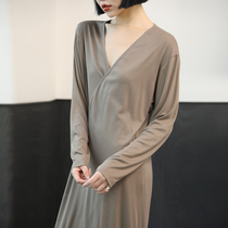 Sleepwear womens spring and autumn sleepwear Long sleeves thin Modale cotton Summer Sexy loose big code Long style Bath Robe home Gun