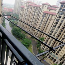 High-rise non-perforated balcony drying rack stainless steel anti-theft net drying hanger guardrail hanging clothes window clothes artifact