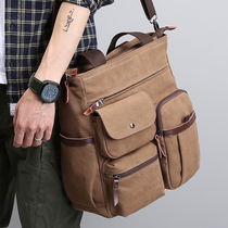 Mens Single Shoulder Bag Skew Satchel Large Capacity Canvas Business Commuter Handbag Multifunction Briefcase Casual Mens Bag