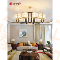 ? New Chinese chandelier all copper living room lamp 2021 New Chinese style Jade Zen study bedroom lamp