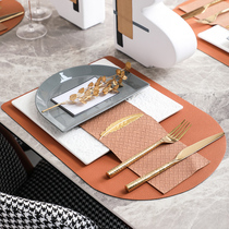Nordic style model room Western tableware Table table Orange tone creative irregular ceramic plate knife and fork ornaments
