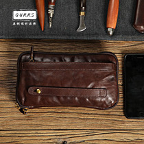 Hand grip bag new soft cow leather made of old retro pleated bag Summer style men genuine leather handbag large capacity Multilayer