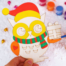 Christmas three-dimensional wooden board painting wooden White billet childrens DIY filling color Snow White embryo painting graffiti material