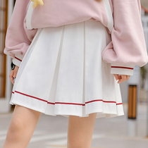 Original Mori girl tribe small basic wear uniform versatile solid color skirt high-waisted pleated skirt college style