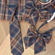 Original Mori Nu Tribal Feast JK grid skirt college style flat angle feather root sharp corner small object bow tie free tie new style