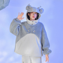 Original Mori Nu tribe cute lambs wool panel pullover sweatshirt design sense niche hooded jacket new autumn and winter