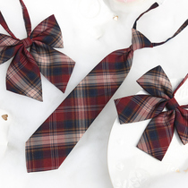 Original Mori Nu Tribe Hearts Queen JK checkered skirt flat horn feather root bow tie college style bow accessories new women