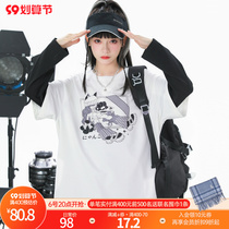 Original Sen female tribe fake two pieces of medium and long long sleeves T-shirt hard sister design sense clothes 2022 new womens wear