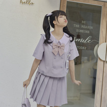 Original Mori girl tribe sweet college style set fake two short sleeve shirt girly pleated skirt two-piece set summer
