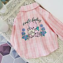 Domestic pure cabinet bird house 110-150 yards girls autumn long-sleeved plaid shirt cotton lapel printing top