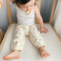 Livia Joy exclusive hand-painted orange big pp pants 9 points shorts for ordering dyed beige yellow mosquito pants