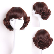 Mom wig short hair female elderly with cheongsam wig Old Shanghai 70s women with curly hair female hair