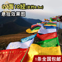 Tibetan scriptures golden characters Jingqi Guanyin heart curse 10 kinds of scriptures five-color Wind Horse Flag 20 sides 6 meters long