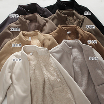 Double-layer polar fleece imitation lamb wool warm collar zipper cardigan coat composite velvet short coat men's and women's 7 colors