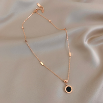 Carrying Koko ~ Roman numeral gold-plated necklace female Lock neck bone chain net red tide neck chain personality neck pendant