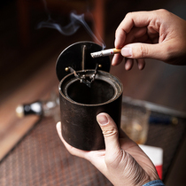 Retro Wind Creativity Personality Tea Table Swing Piece Living Room Office Home On-board Windproof Covered Iron Art Ashtrays