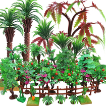 Simulation of small tree coconut tree fruit fence creative mini plant childrens toy ornaments sand table scene model