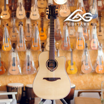French LAG T270DCE Engel wood Spruce veneer single beginner folk ballad D type missing corner electric box guitar