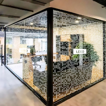 Custom office building office partition sliding door creative square mosaic decoration transparent electrostatic glass film