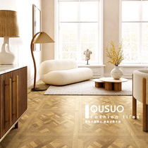 Fun retro parquet wood grain tile French guest restaurant kitchen non-slip floor tiles bedroom imitation solid wood floor tiles