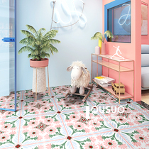 Fun Nordic pink small flower tiles 300X300 net red balcony garden floor tiles Kitchen bathroom flower tiles