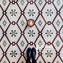 Fun custom small hexagonal ceramic mosaic tile background wall Nordic toilet mosaic wall tiles floor tiles