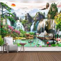 Chinas windows background fabric bedroom wall decoration moulded live landscape landscape waterfall wall cloth