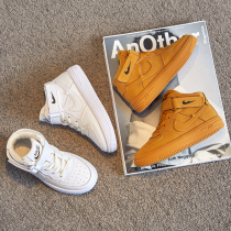 Leather AJ childrens sports shoes 2021 spring and autumn high top breathable air force one childrens shoes Boys board shoes womens shoes