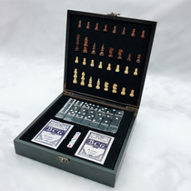 Too cost-effective export of European and American wooden chess lessons dice Domino 4 in 1 set