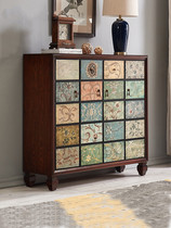 Painted sideboard American style entry porch entry shoe cabinet neoclassical small apartment decorative side cabinet solid wood locker