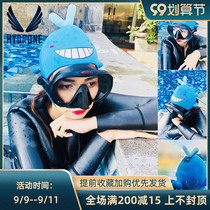 HYDRONE 3mm cartoon diving head cover diving cap blue whale top ventilation hole ear protection warm sunscreen