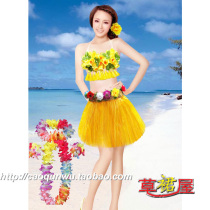 Hawaiian hula adult childrens suit Simulation flower sequin garland suit Hula dance June 1 festival performance suit