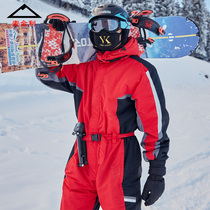 One-piece ski suit men and women single double board thick waterproof wind fishing suit adult professional ski suit thick