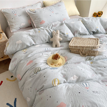 Class A Pure Cotton Gauze Double Layer Yarn Four Sets Mother Infant Newborn Soft-naked Sleeping Child Bed Bedding