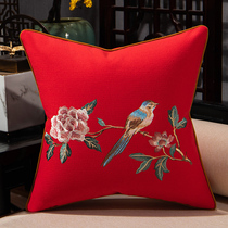 New Chinese style pillow pillow Mahogany sofa waist pillow cushion cover Living room embroidery Chinese style bedside soft bag large backrest