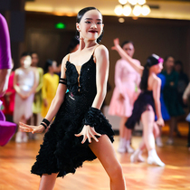 Star dance costume Latin dance costume competition dress temperament style black show body high-end sense of the field eye-catching
