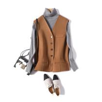 Double-sided suit waistcoat woolen womens vest short wear 2021 New outer wool horse clip cardigan
