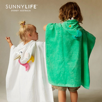sunnylife children's bath towel cape cotton hooded boys and girls summer absorbent quick-drying swimming bathrobe portable