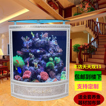 European fan-shaped triangular fish tank corner glass bar aquarium ecological filtration free water factory direct sales