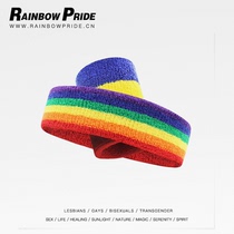 RainbowPride six color rainbow wristband hairband head LGBT sports fitness men and women cotton towel to absorb sweat