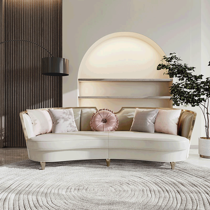American-style light luxury living room solid wood sofa combination French-style European-style villa model room 27-degree arc-shaped sofa 209