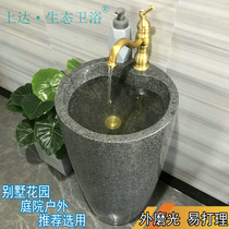 Marble outdoor integrated floor-to-ceiling courtyard stone pool balcony stone wash basin outdoor column washbasin