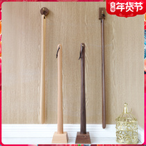 Solid wood shoe puller base frame super long handle household shoe assist skimming slip storage box self-standing