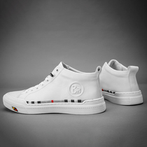 Tide brand leather mens shoes high-help Korean version of Joker warm Four Seasons leisure British non-slip ins same tide small white shoes