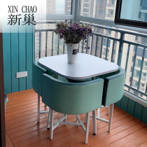 Indoor balcony small table and chair net red household three-piece small apartment drinking tea wrought iron one table and two chairs mini small coffee table