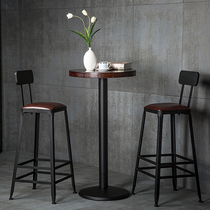 Bar stool high stool Wrought iron household backrest bar stool table and chair Modern high chair Simple bar chair high chair