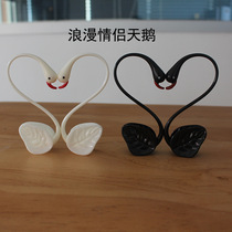 Black & White Swan Cake Decoration Pendulum Romantic Couple Swan Dessert Table Swing Piece Wedding Themed Cake Decoration